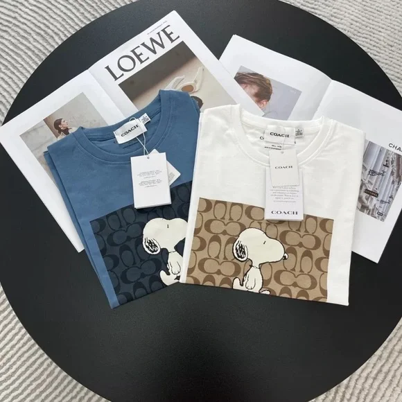 COACH Men's Women’s Unisex  BLUE  Snoopy  T-shirt  COTTON - Picture 2 of 5